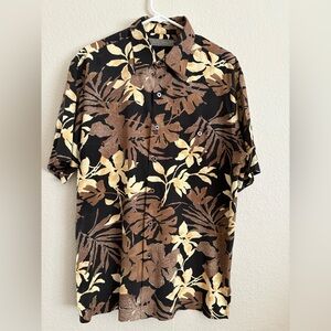 Tori Richard Tropical Hawaiian Aloha Silk Short Sleeve Button Front Shirt Large